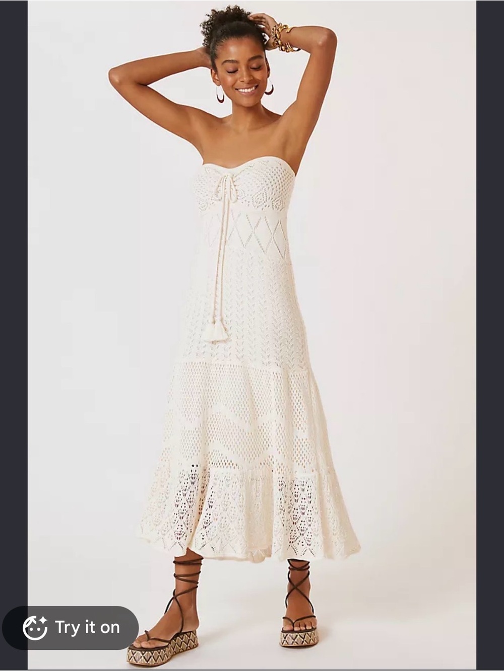 Farm Rio X Anthropologie Crochet Maxi Dress Size Medium